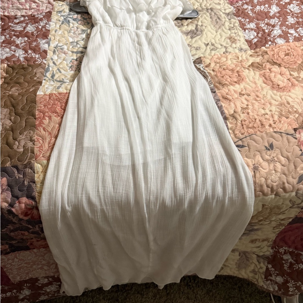 Trixxi White Textured Maxi Dress with Smocked Waist